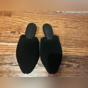 Jenni Kayne Black Shearling Mules Slides